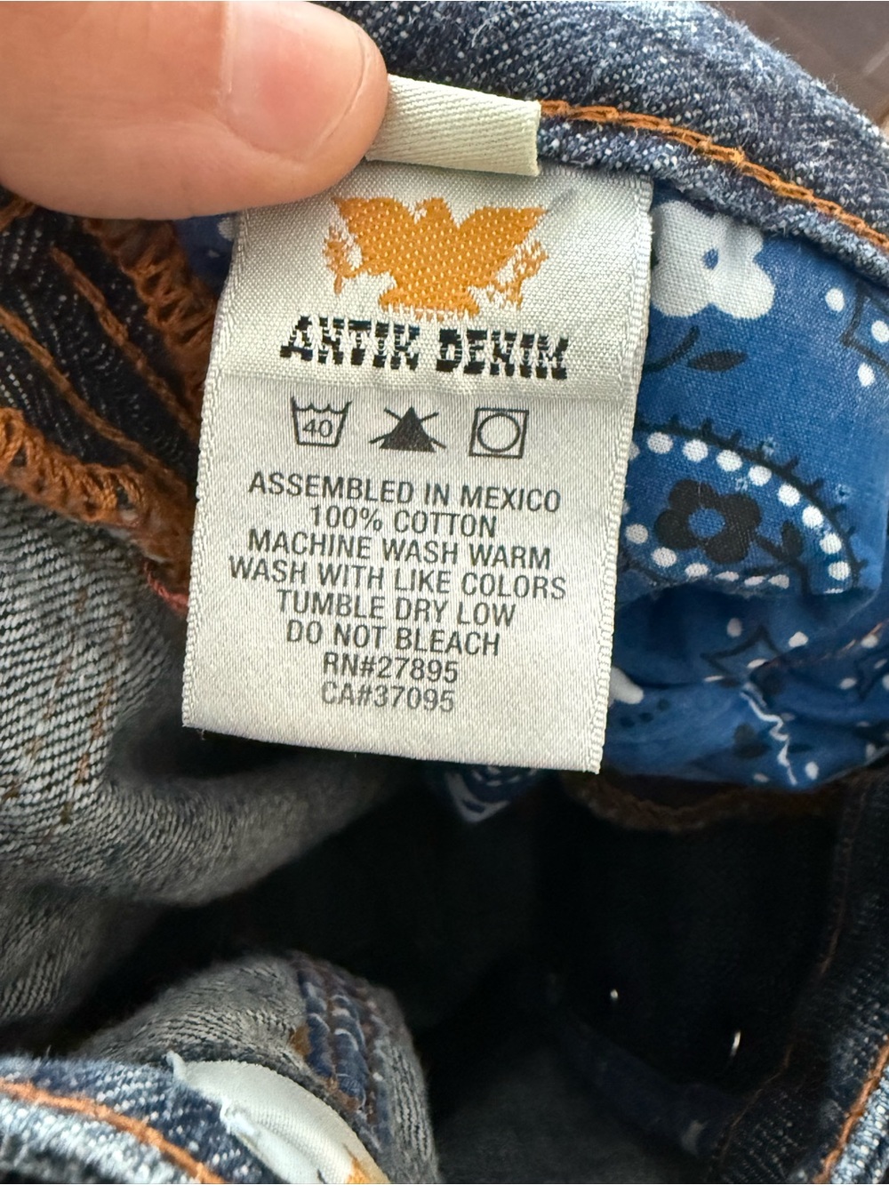 Y2K Antik Denim Floral Embroidered Flare Mid Rise Jeans - Picture 11 of 12